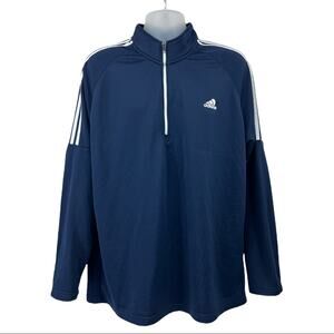 Adidas XL Golf Blue Long Sleeve 1/2 Zip Mock Neck Pullover Sweater